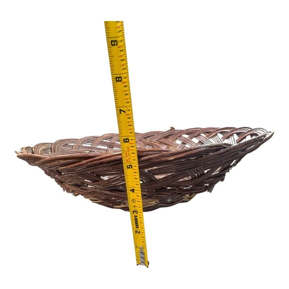 Handwoven Round Pine Needle Straw Basket Rustic Brown Storage Centerpiece 19" - Picture 4 of 5